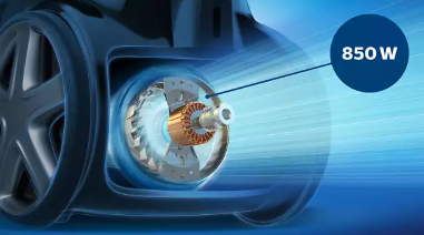  850W motor for high suction power